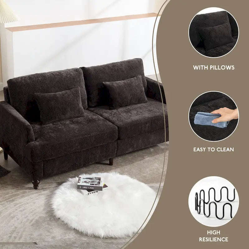 Causeuse moderne en tissu chenille, Causeuse 2 places, Canapé moderne