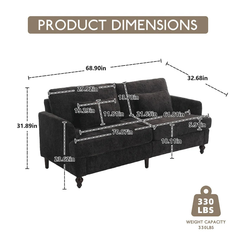 Causeuse moderne en tissu chenille, Causeuse 2 places, Canapé moderne
