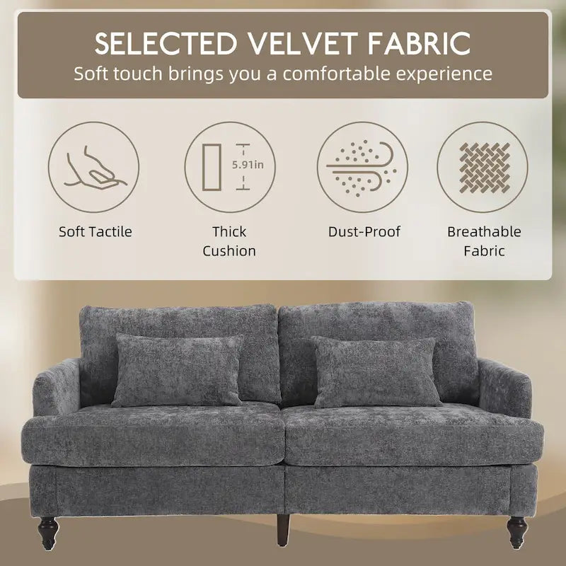 Causeuse moderne en tissu chenille, Causeuse 2 places, Canapé moderne