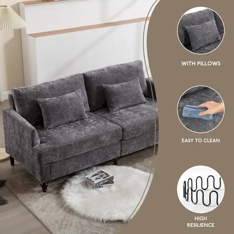 Causeuse moderne en tissu chenille, Causeuse 2 places, Canapé moderne