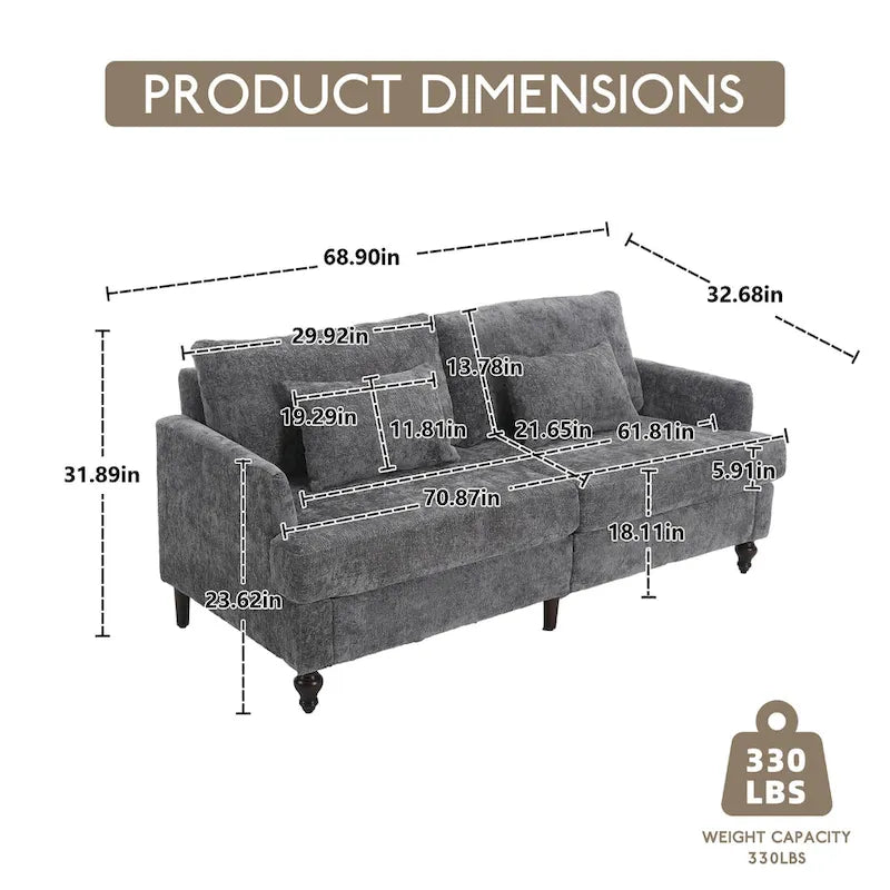 Causeuse moderne en tissu chenille, Causeuse 2 places, Canapé moderne