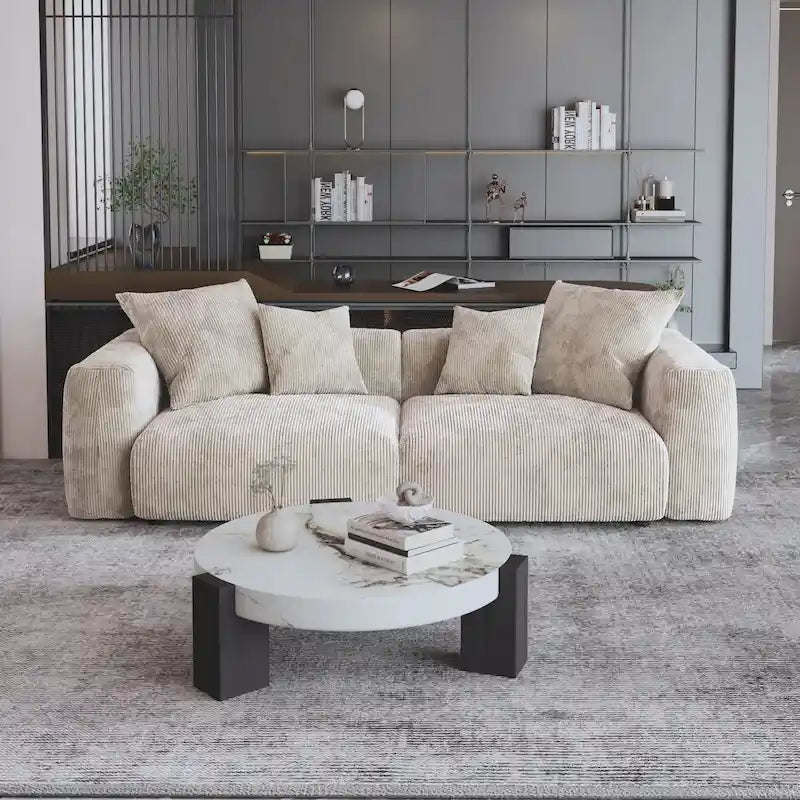 Canapé confortable en velours côtelé et assise profonde
