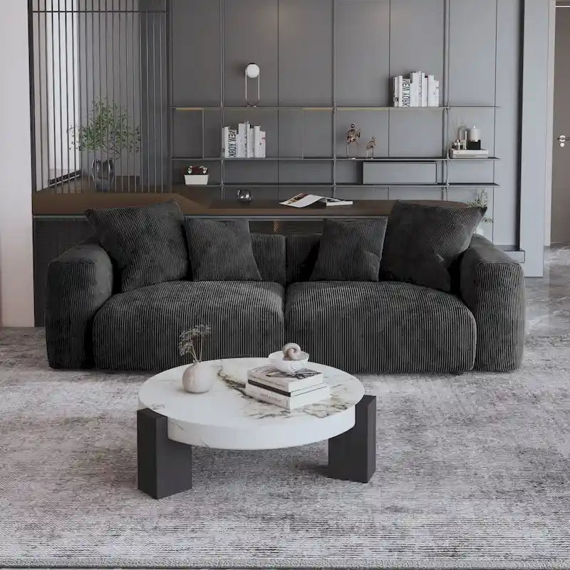 Canapé confortable en velours côtelé et assise profonde