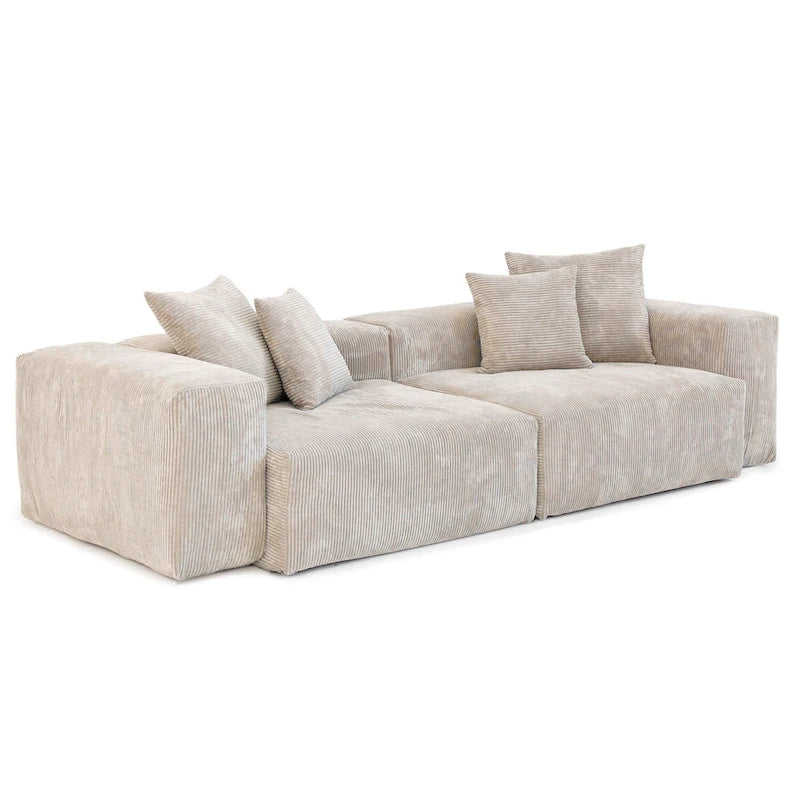 Canapé confortable en velours côtelé et assise profonde