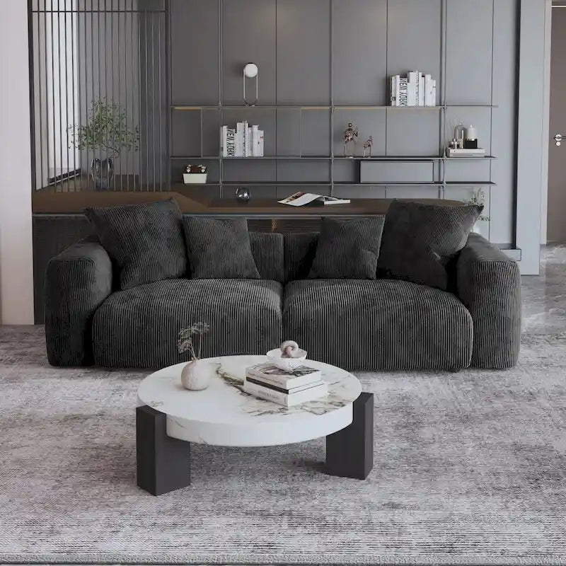 Canapé confortable en velours côtelé et assise profonde