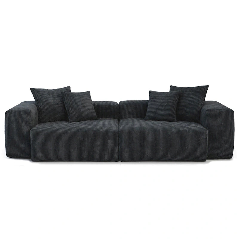 Canapé confortable en velours côtelé et assise profonde