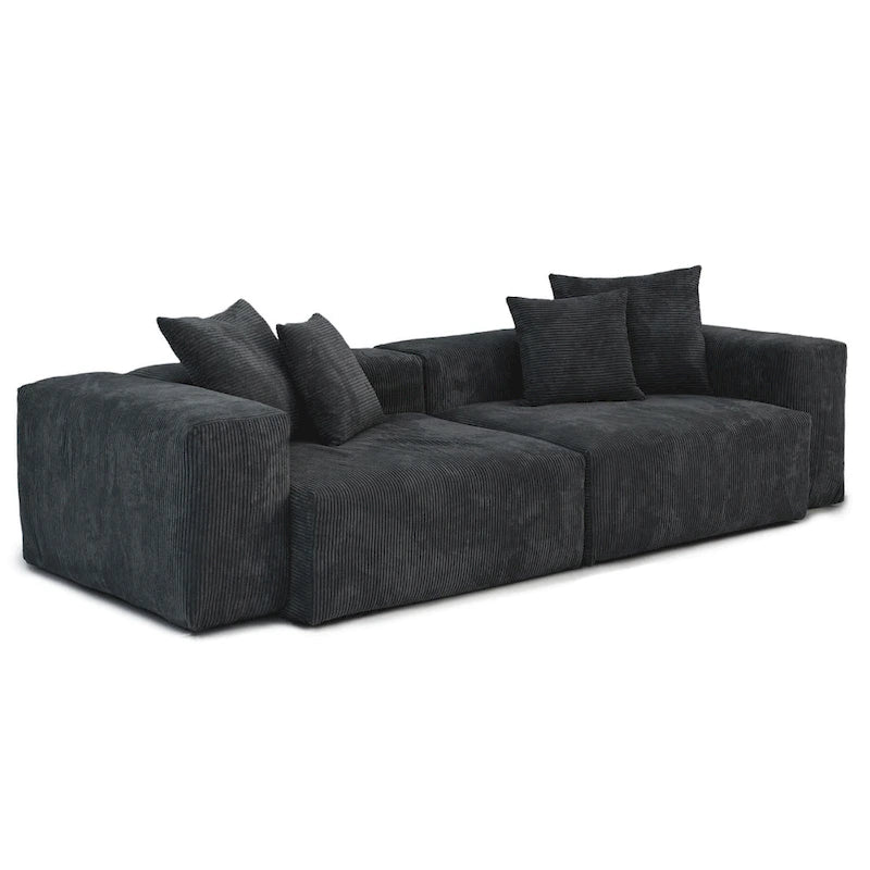 Canapé confortable en velours côtelé et assise profonde