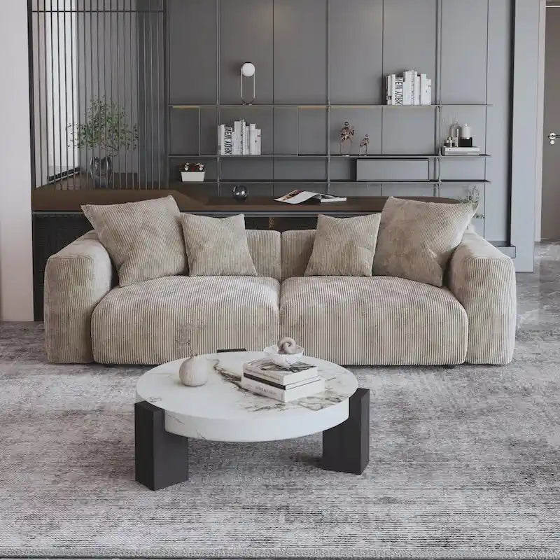 Canapé confortable en velours côtelé et assise profonde