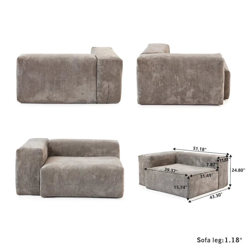 Canapé confortable en velours côtelé et assise profonde