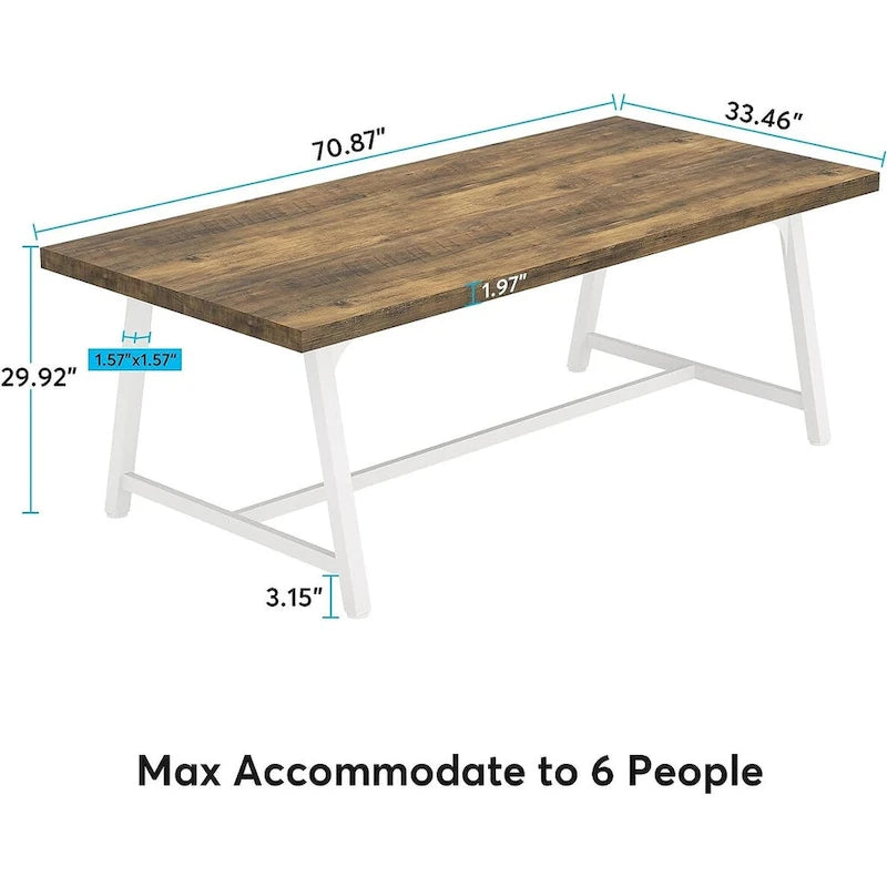 Table de conférence rectangulaire de 1,80 m, table de réunion de 180 cm pour 6 à 8 personnes