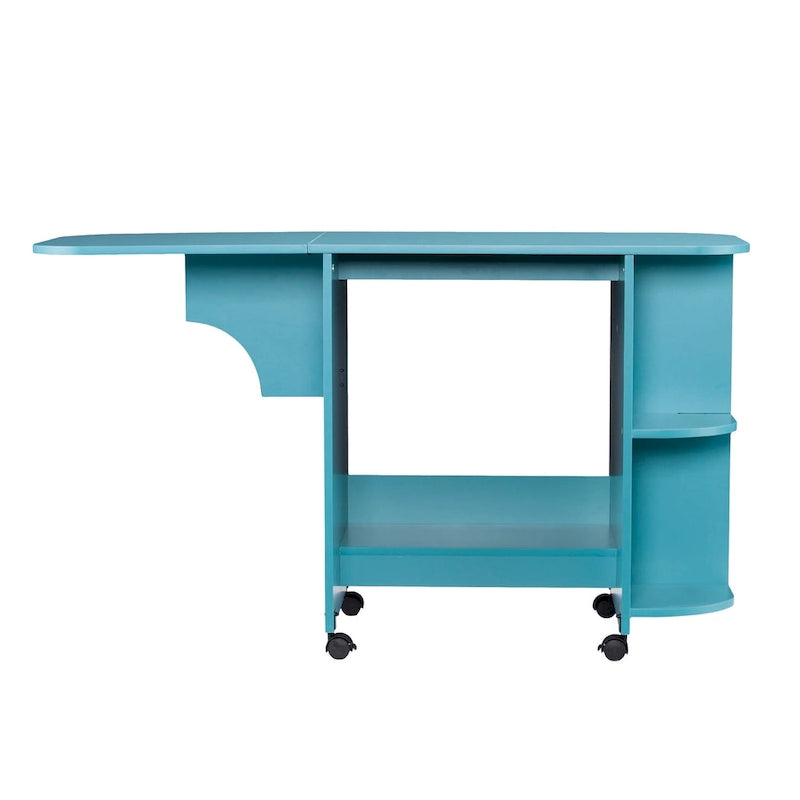 Table de couture/station de bricolage roulante extensible – Turquoise