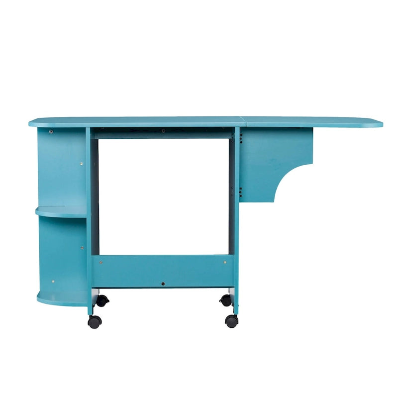 Table de couture/station de bricolage roulante extensible – Turquoise
