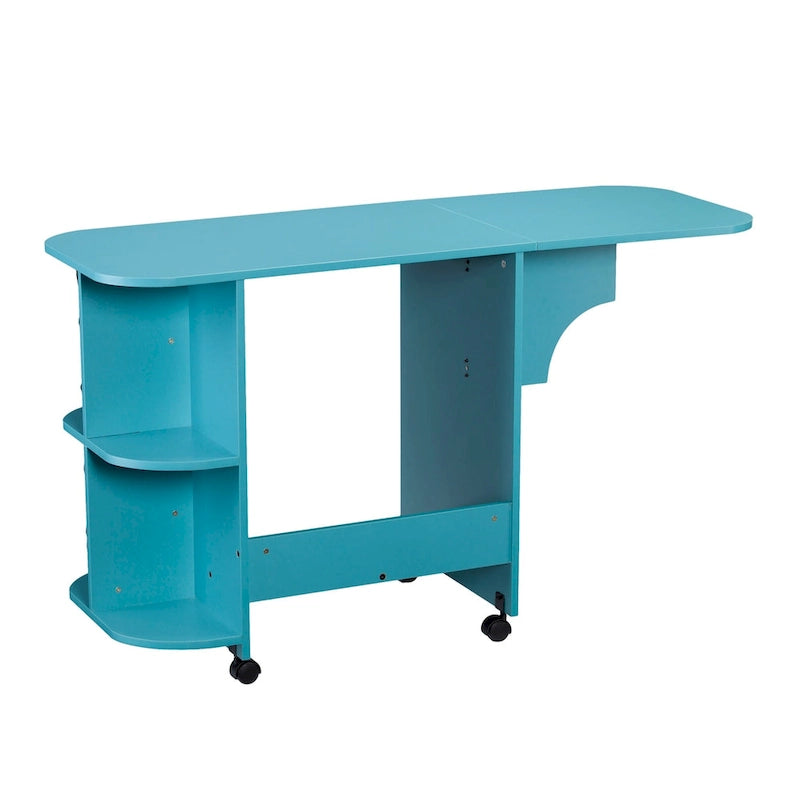 Table de couture/station de bricolage roulante extensible – Turquoise
