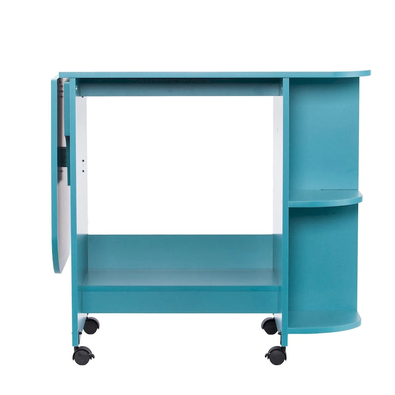 Table de couture/station de bricolage roulante extensible – Turquoise