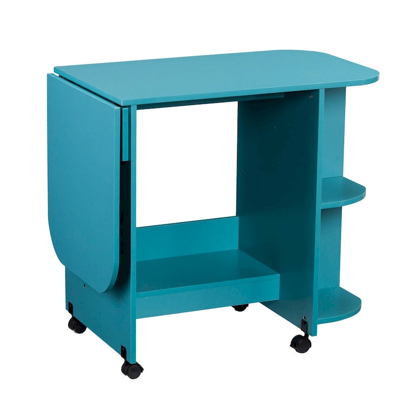 Table de couture/station de bricolage roulante extensible – Turquoise