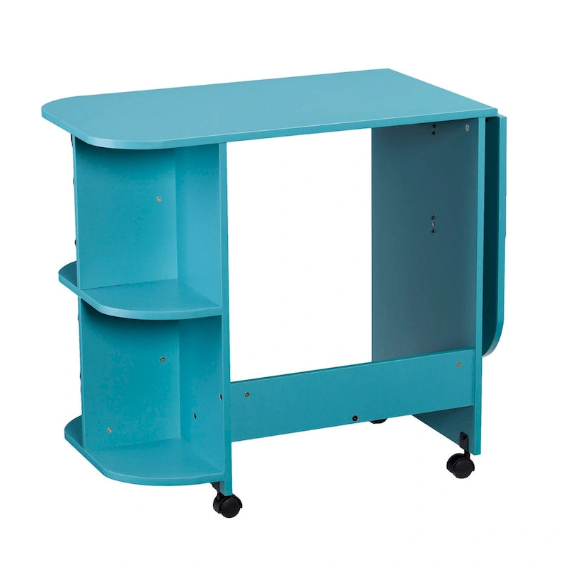 Table de couture/station de bricolage roulante extensible – Turquoise