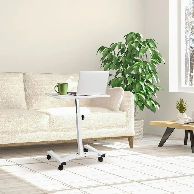 Chariot de bureau pour ordinateur portable à plateau solide et à hauteur réglable