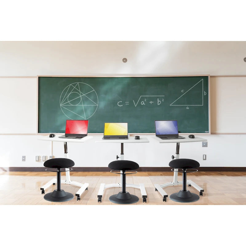 Chariot de bureau pour ordinateur portable à plateau solide et à hauteur réglable