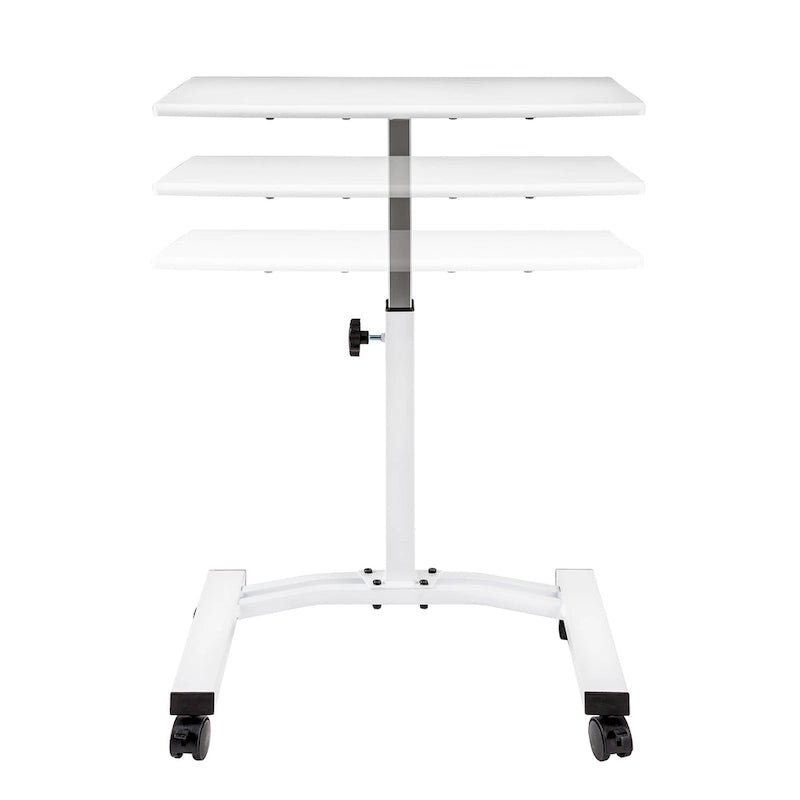 Chariot de bureau pour ordinateur portable à plateau solide et à hauteur réglable