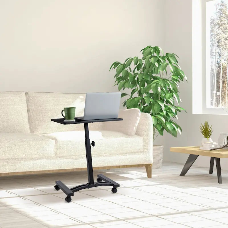 Chariot de bureau pour ordinateur portable à plateau solide et à hauteur réglable