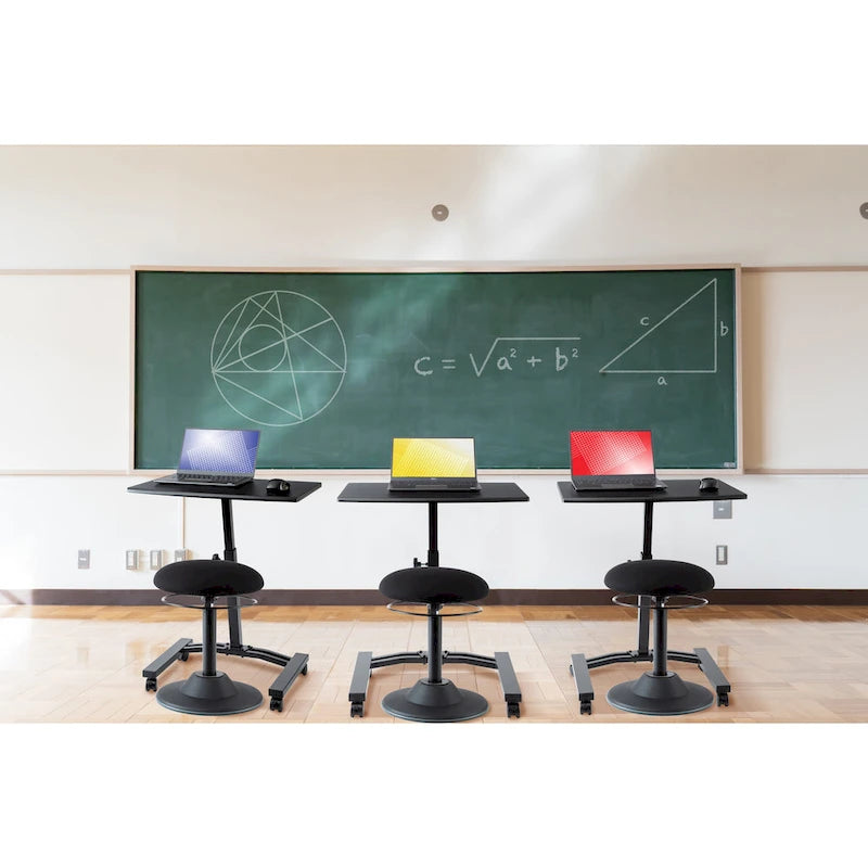 Chariot de bureau pour ordinateur portable à plateau solide et à hauteur réglable