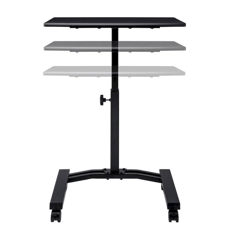 Chariot de bureau pour ordinateur portable à plateau solide et à hauteur réglable