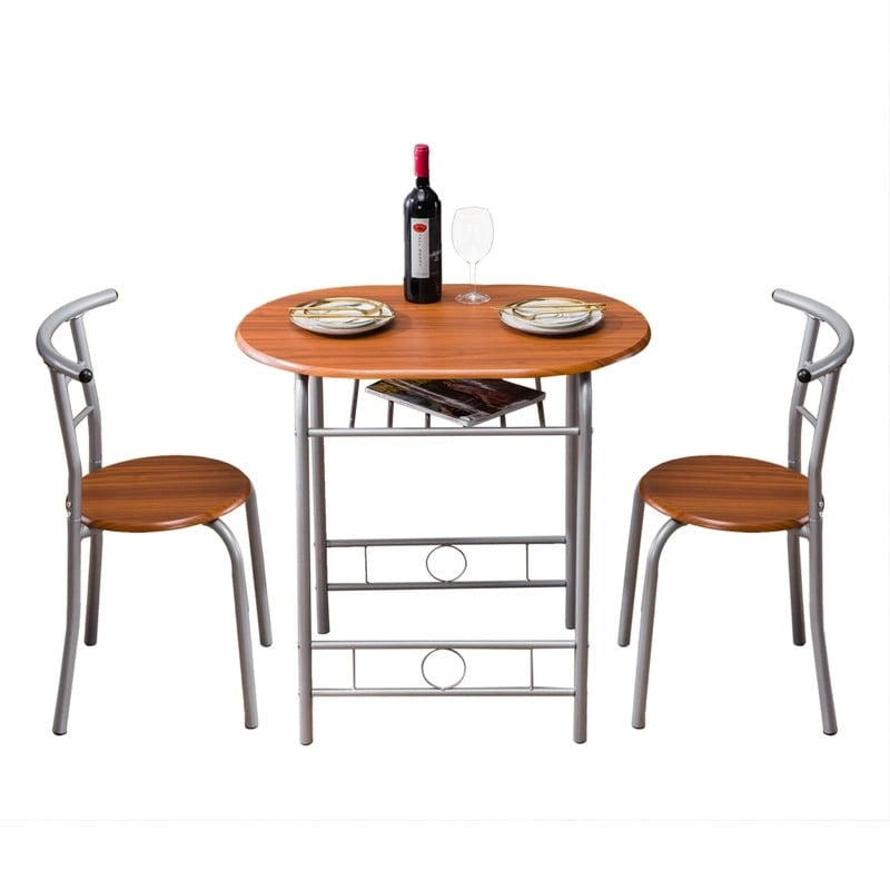 Table de bar pour petit-déjeuner Argent/Marron clair