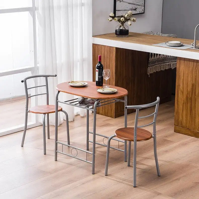 Table de bar pour petit-déjeuner Argent/Marron clair