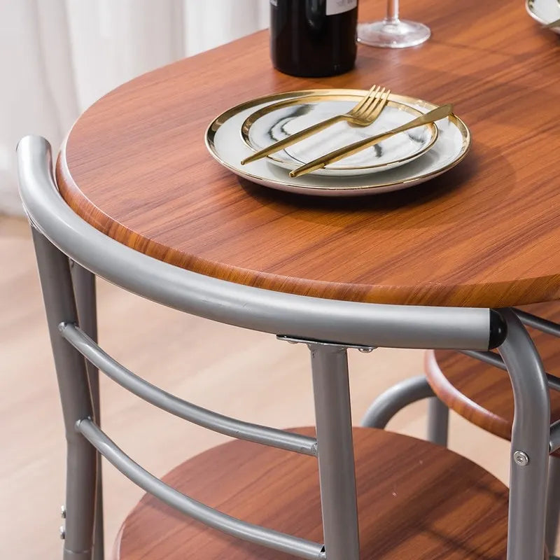 Table de bar pour petit-déjeuner Argent/Marron clair