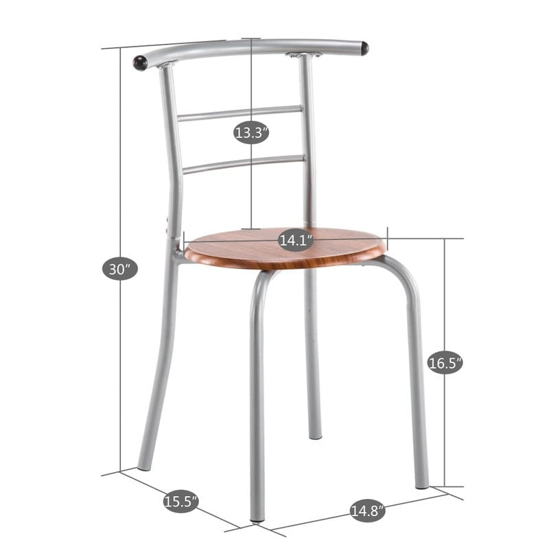 Table de bar pour petit-déjeuner Argent/Marron clair
