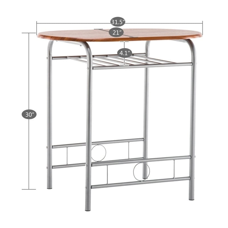 Table de bar pour petit-déjeuner Argent/Marron clair
