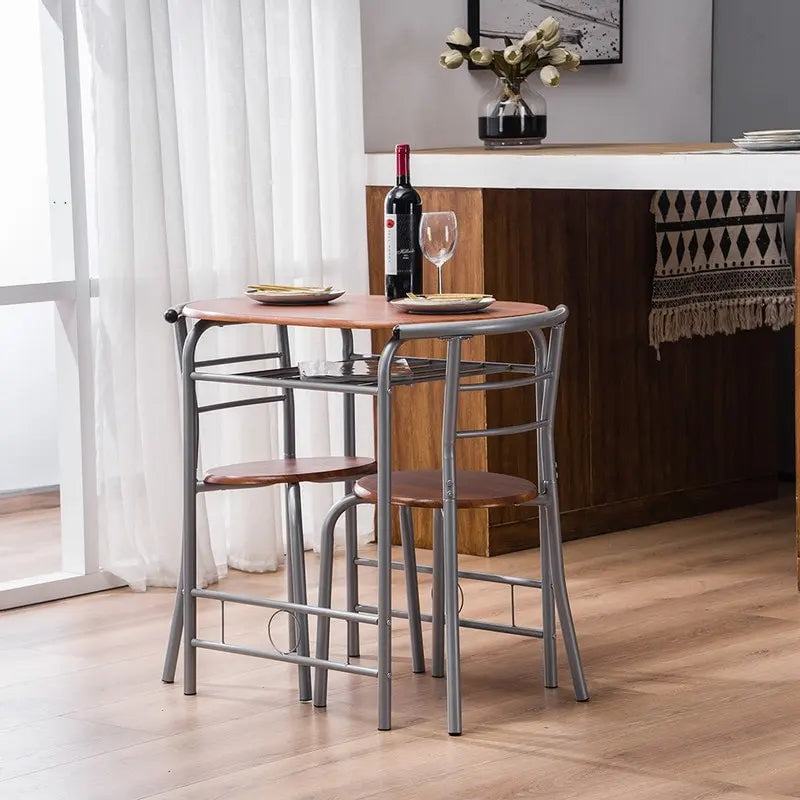 Table de bar pour petit-déjeuner Argent/Marron clair