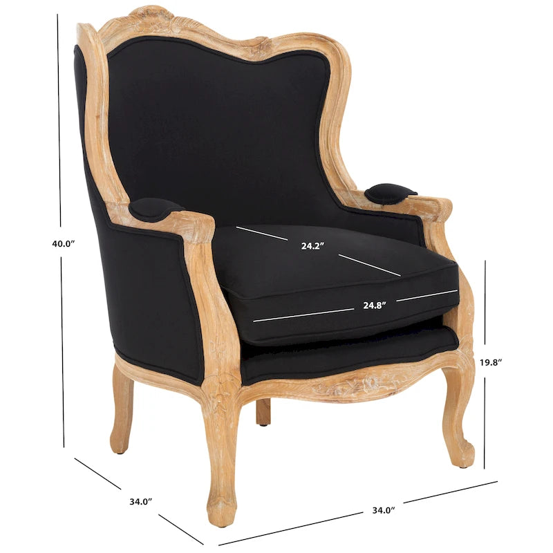 Fauteuil à oreilles en lin naturel
