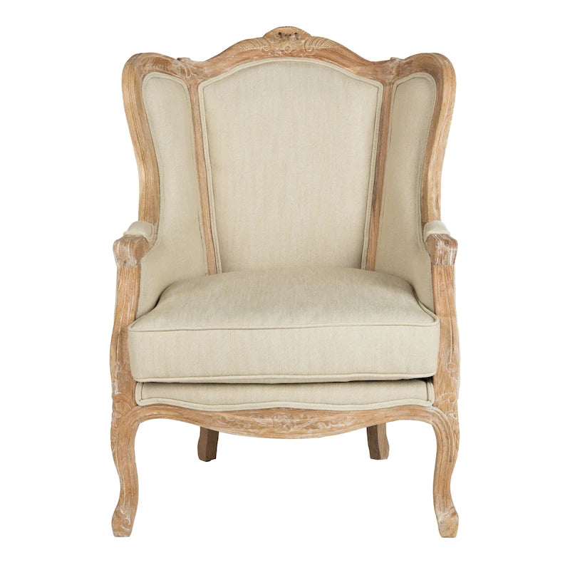 Fauteuil à oreilles en lin naturel