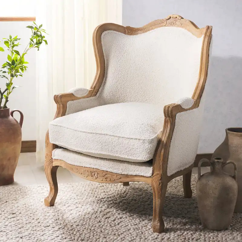Fauteuil à oreilles en lin naturel