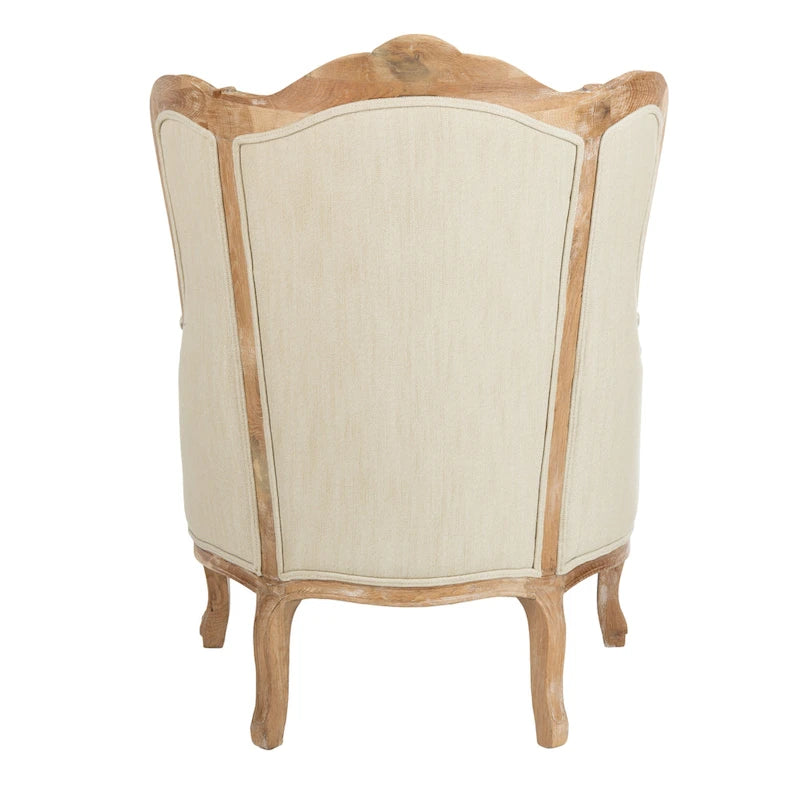 Fauteuil à oreilles en lin naturel