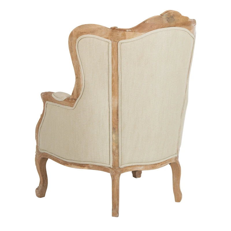 Fauteuil à oreilles en lin naturel