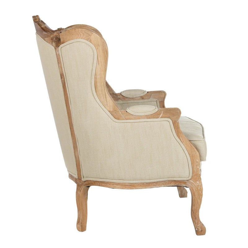 Fauteuil à oreilles en lin naturel