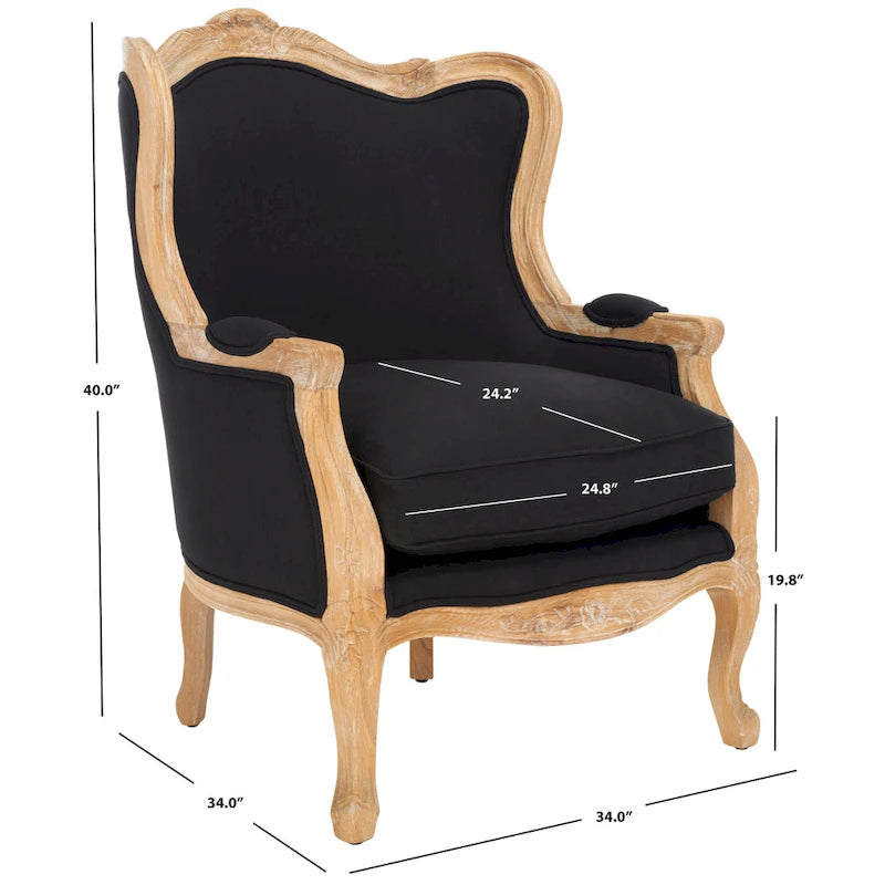 Fauteuil à oreilles en lin naturel
