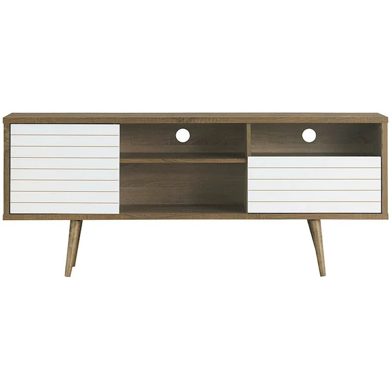 Meuble TV/Console moderne 3 étagères Rangement tiroir Pieds inclinés